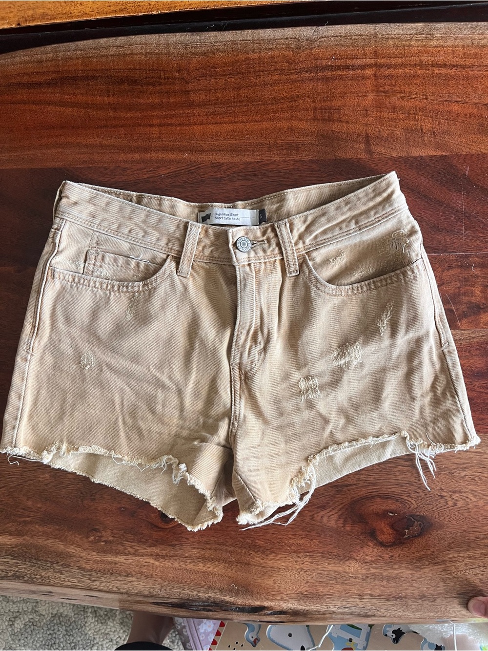Levi's Tan Distressed Denim Cutoff Shorts